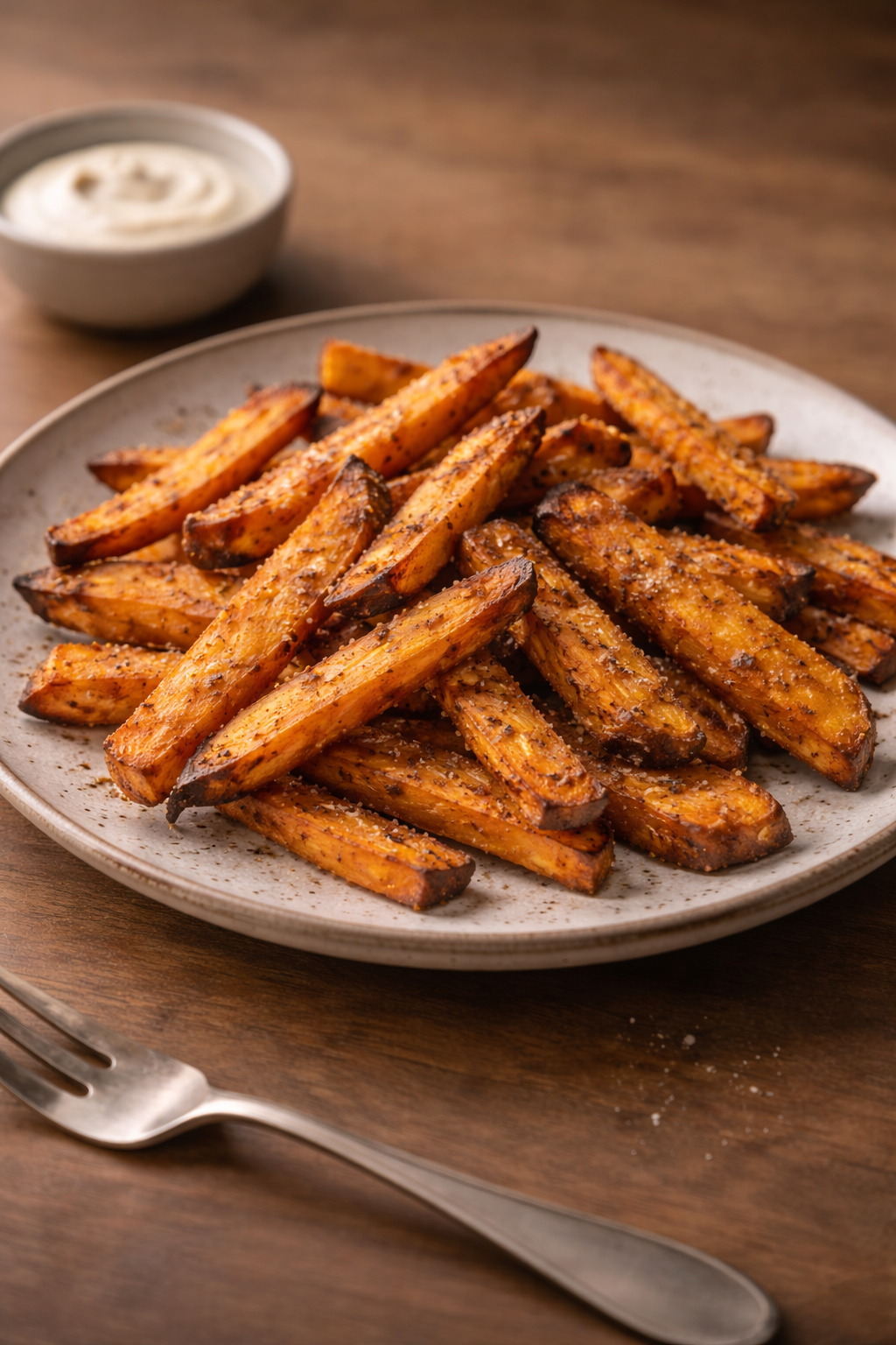 Crispy air fryer sweet potato fries served as a quick, budget-friendly side dish made with minimal effort