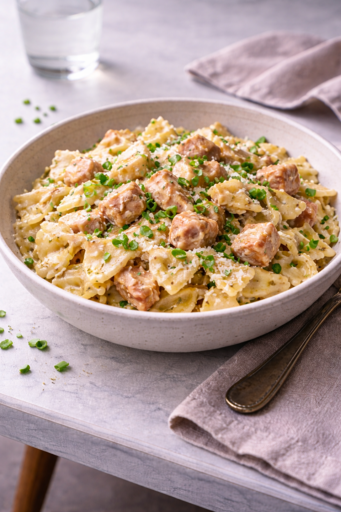 Creamy salmon and chive pasta made for a quick, easy dinner that comes together with minimal effort.