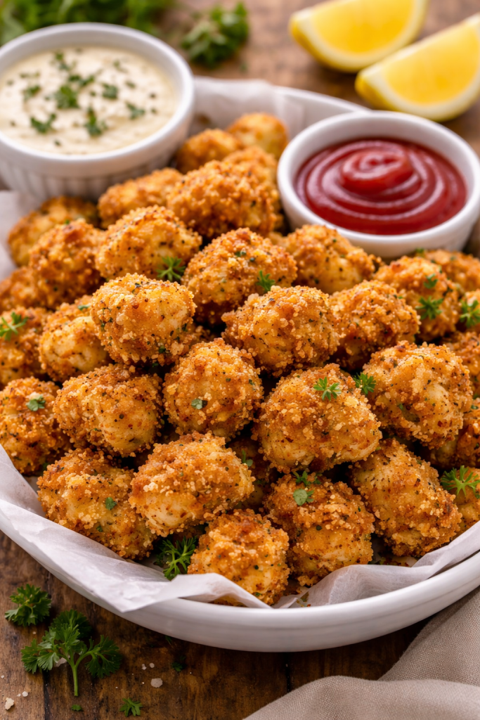 crispy homemade popcorn chicken golden crunchy bites