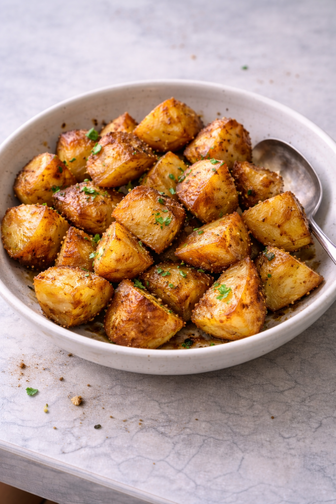 Crispy air fryer roast potatoes made for a quick, easy side dish with minimal effort.