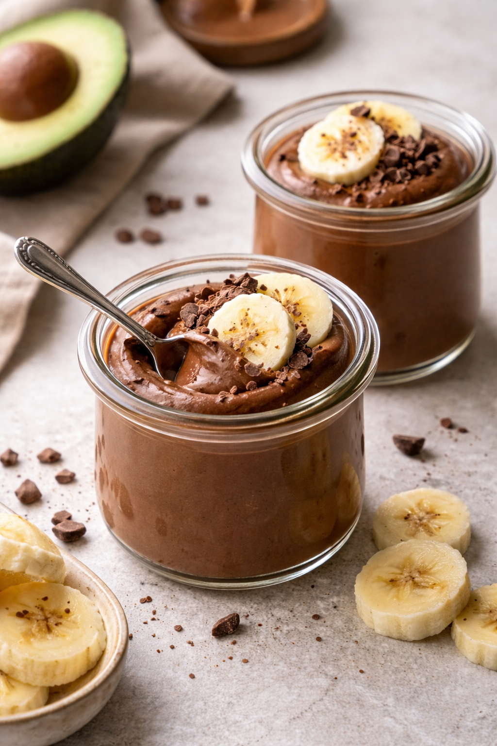 easy chocolate avocado banana mousse for a quick no-bake dessert