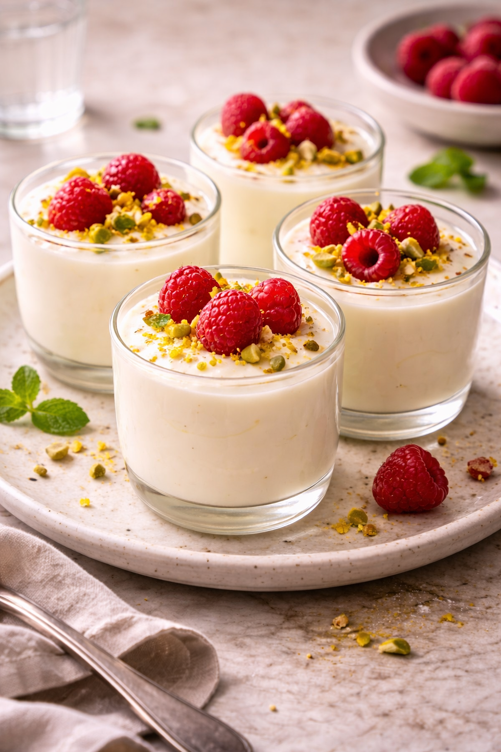 Easy white chocolate cream cups with citrus zest served as a sweet no-bake dessert