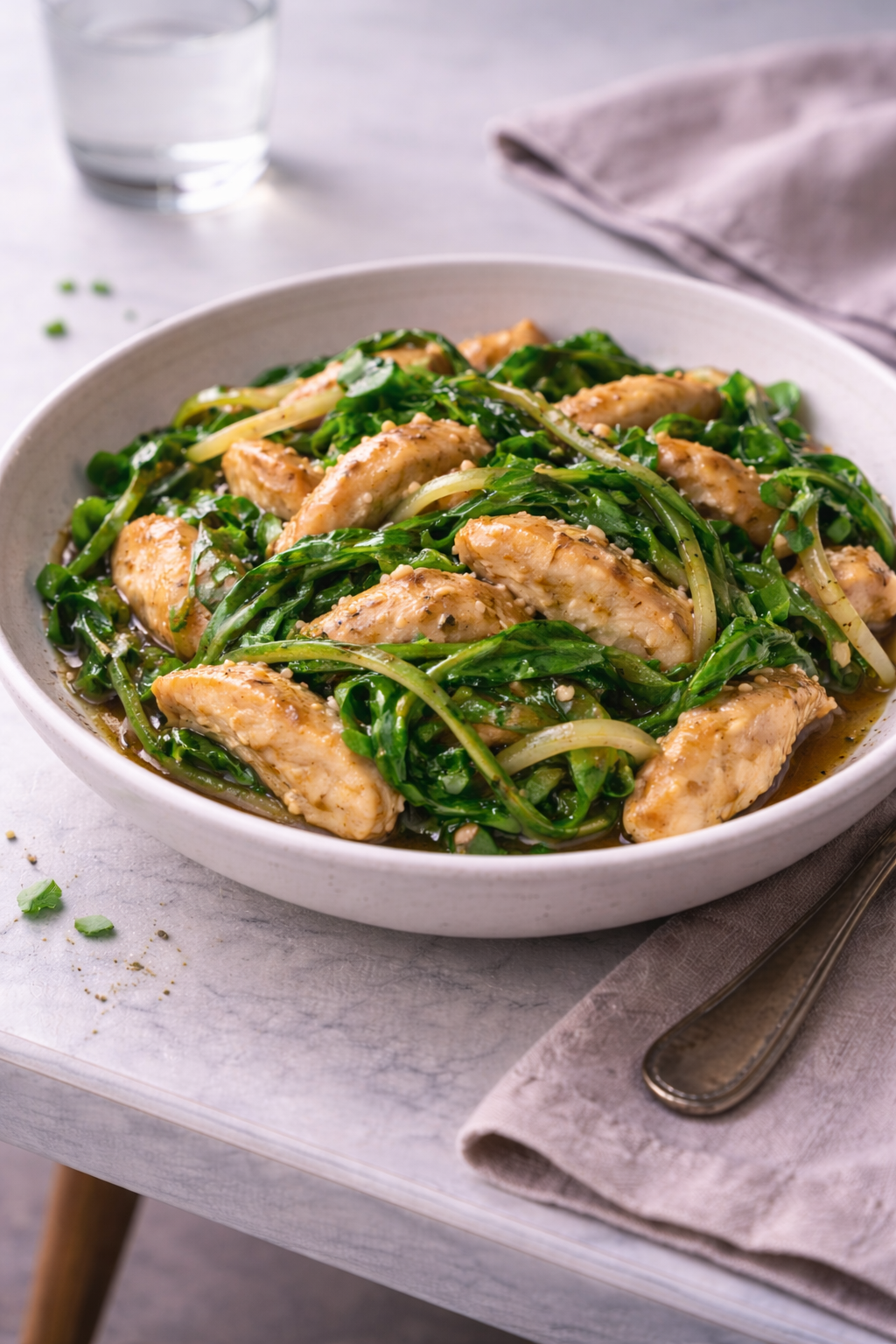 Watercress chicken stir-fry made for a fast, fresh dinner with bold flavor and minimal cooking time.