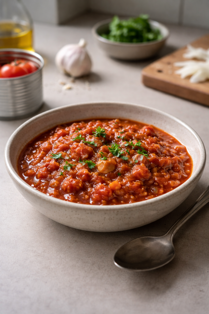A versatile homemade tomato salsa prepared for easy weeknight cooking and multiple meals during the week.