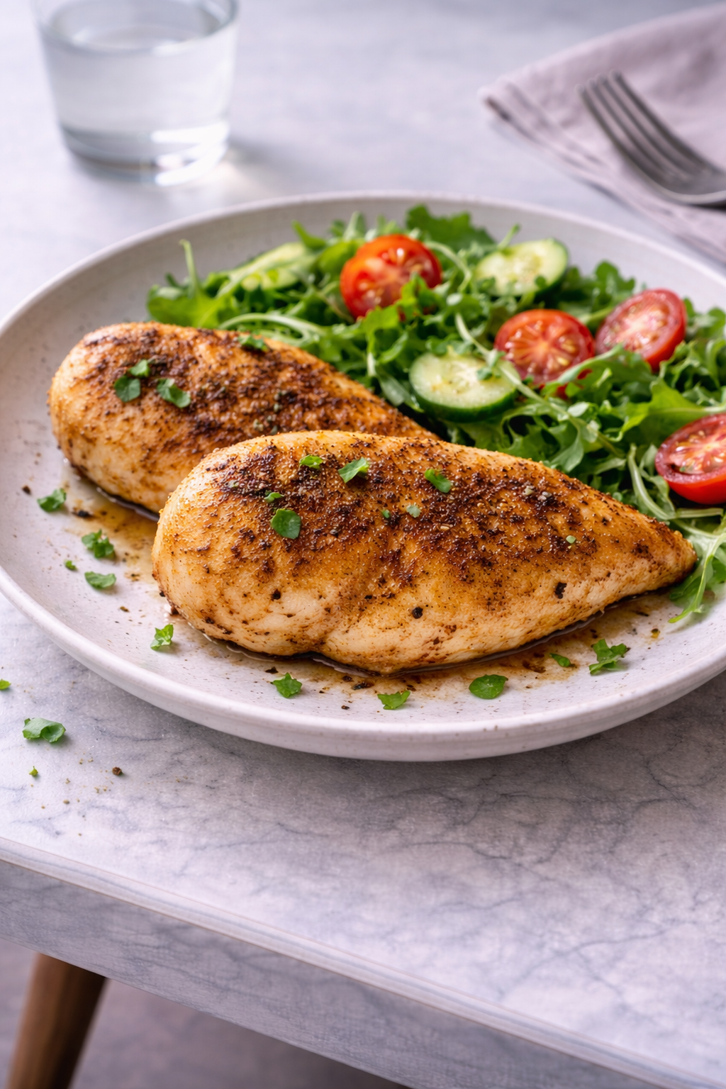 Air fryer chicken breasts cooked for a quick, easy dinner that stays juicy without much effort.