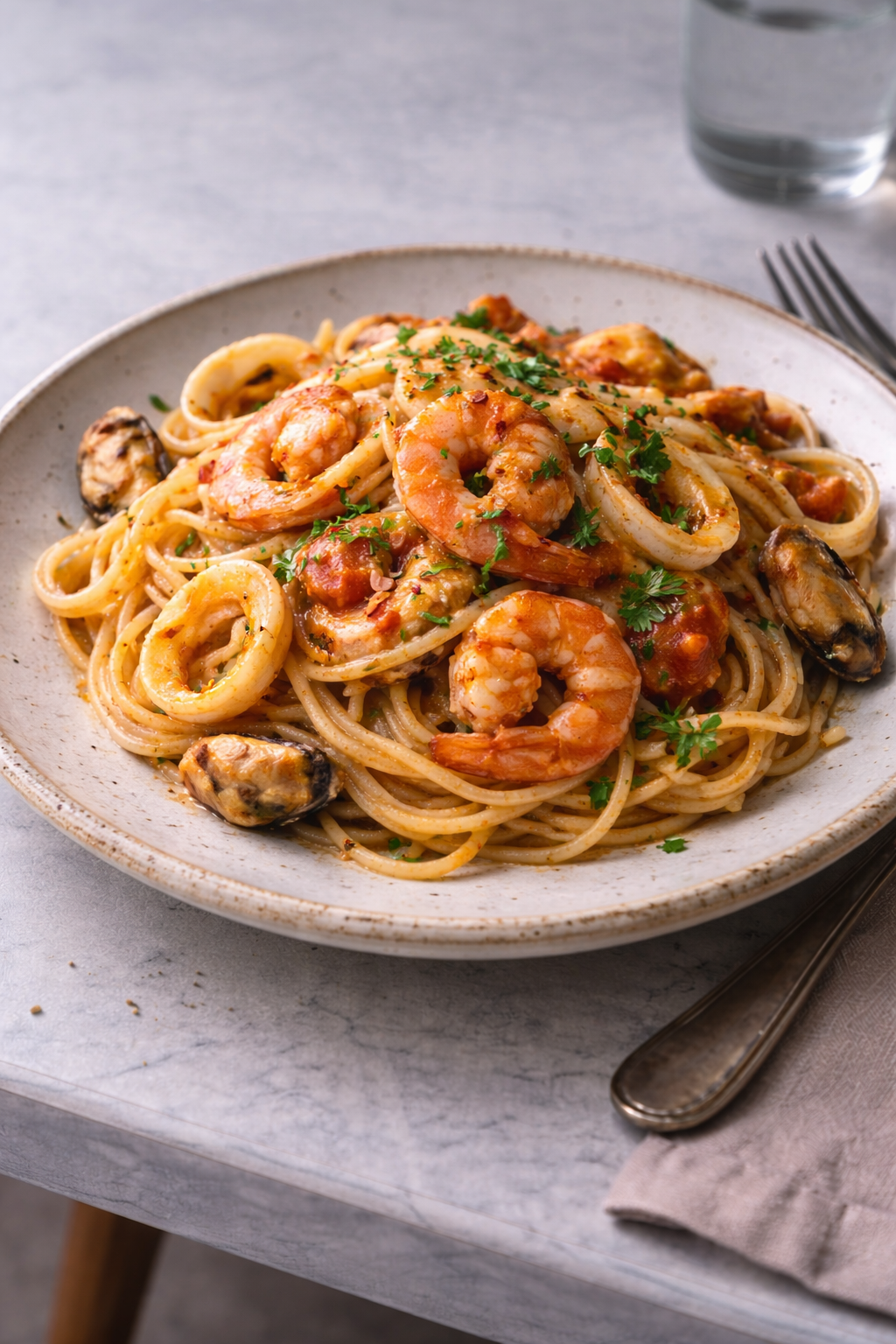 Quick seafood pasta made for an easy, flavorful dinner that comes together fast after a long day.