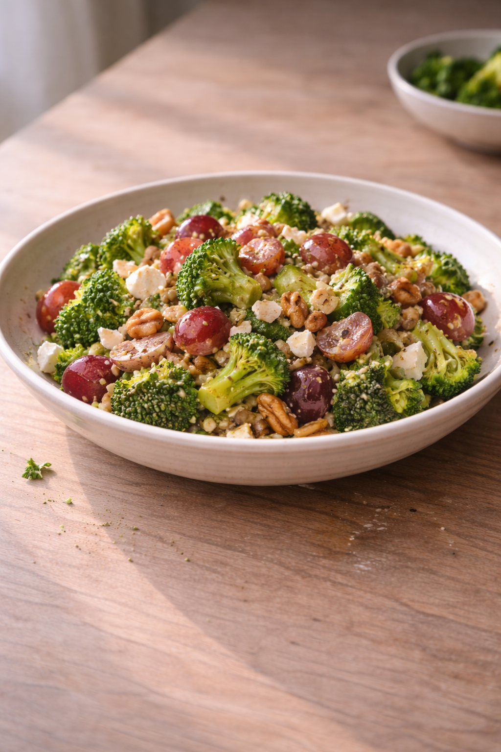 Broccoli and grape salad made for a fresh, flavorful meal with a balanced sweet and savory taste