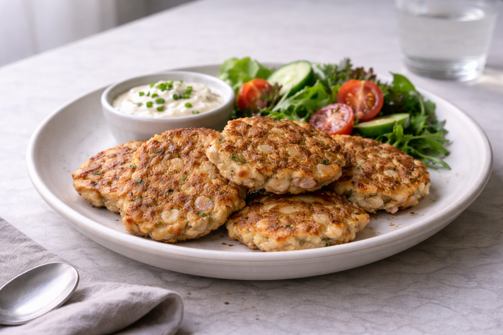 Chicken and ham fritters served as a savory, filling homemade meal