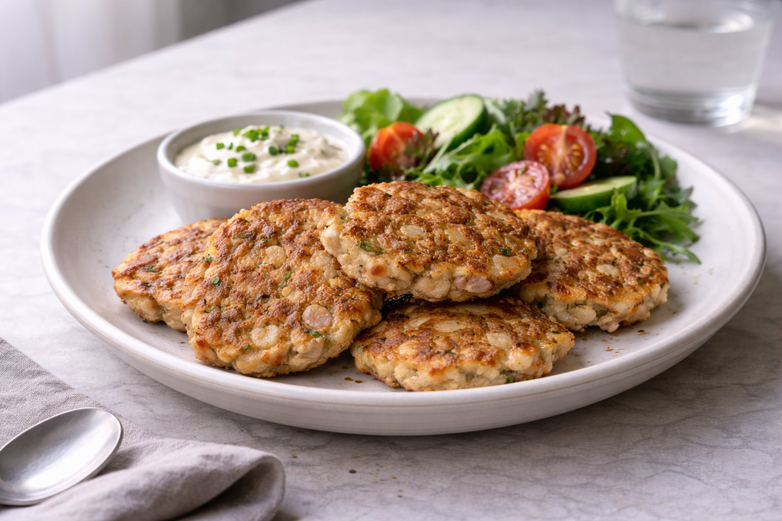 Chicken and ham fritters served as a savory, filling homemade meal