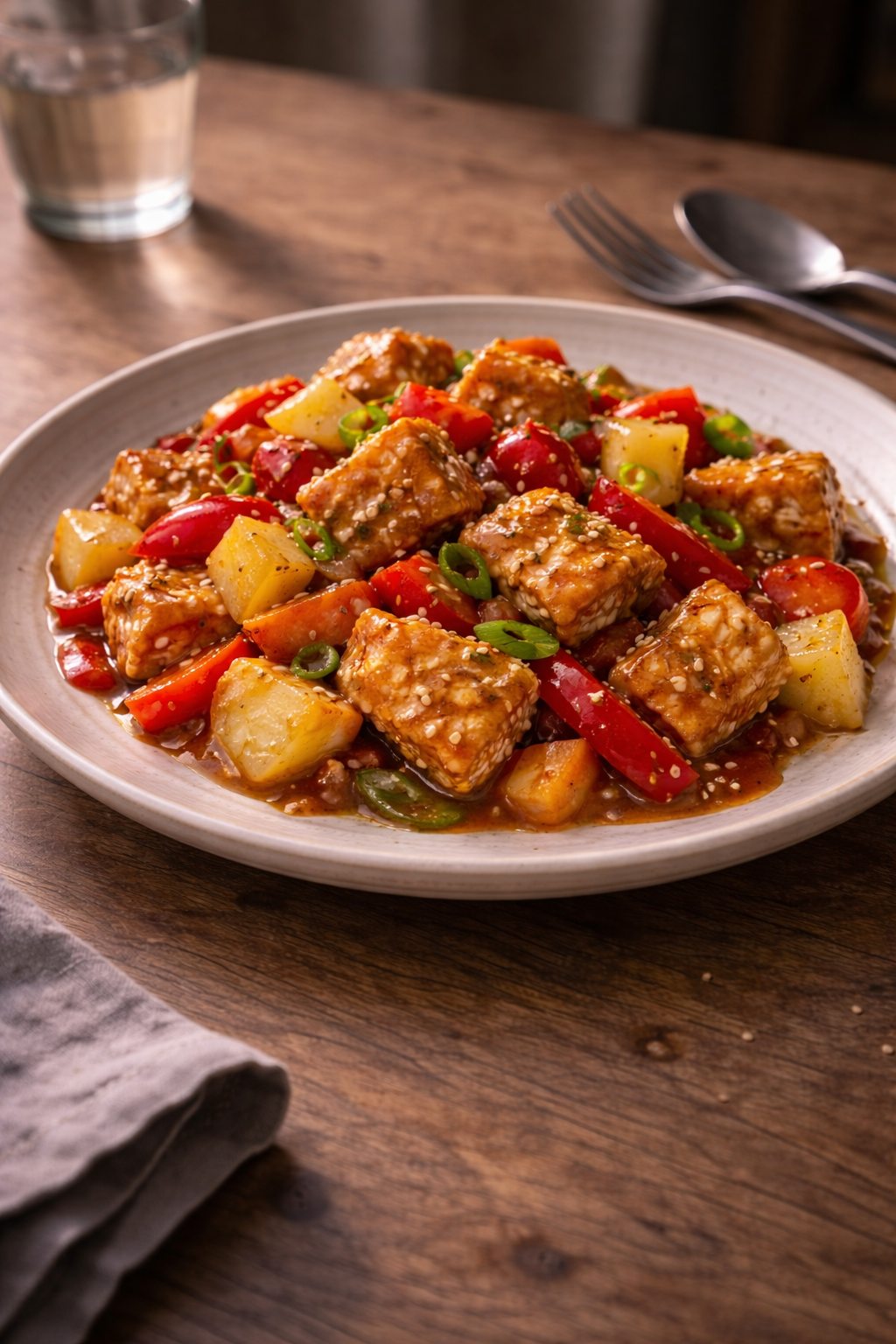 Crispy fish with pineapple and vegetables cooked quickly for a balanced homemade dinner