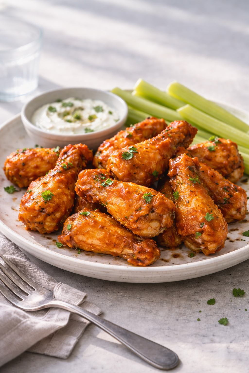 Easy air fryer buffalo wings with crispy skin for a low-effort dinner