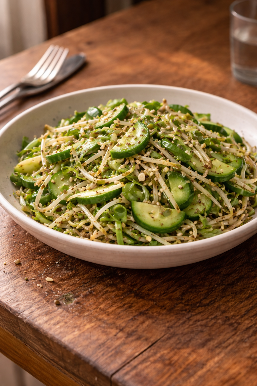 Light bean sprout salad made with minimal effort for a quick, fresh meal