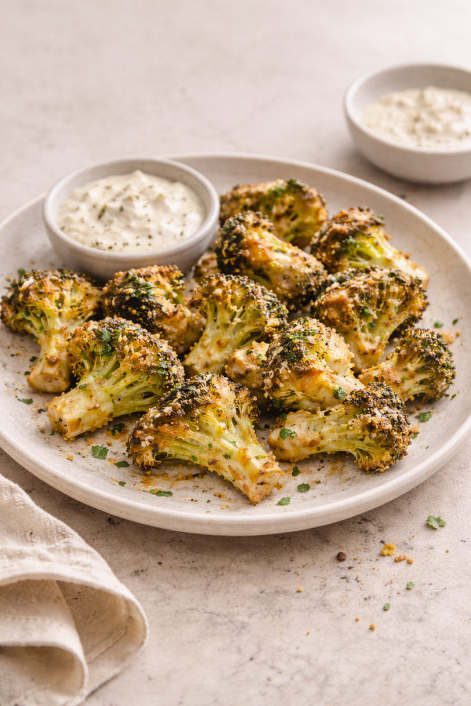easy crispy malai broccoli bites served as a snack or side dish