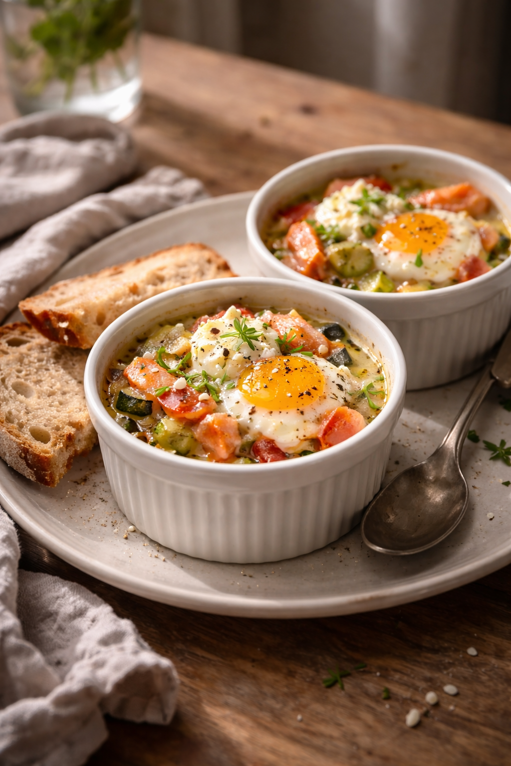 Easy high-protein baked eggs with smoked salmon for a low-effort meal