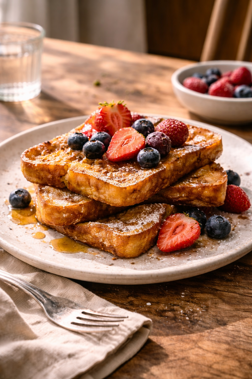 French toast made with simple pantry ingredients for an easy homemade breakfast