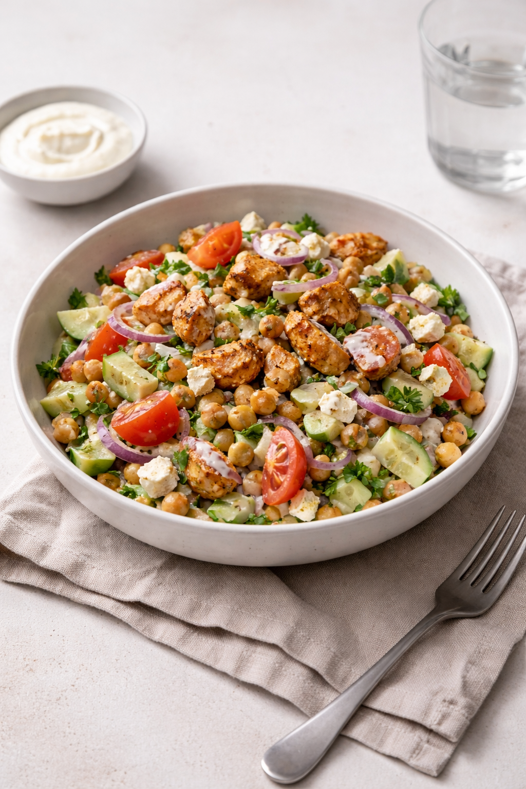 Healthy gyros-style chicken salad for a quick no-oven dinner