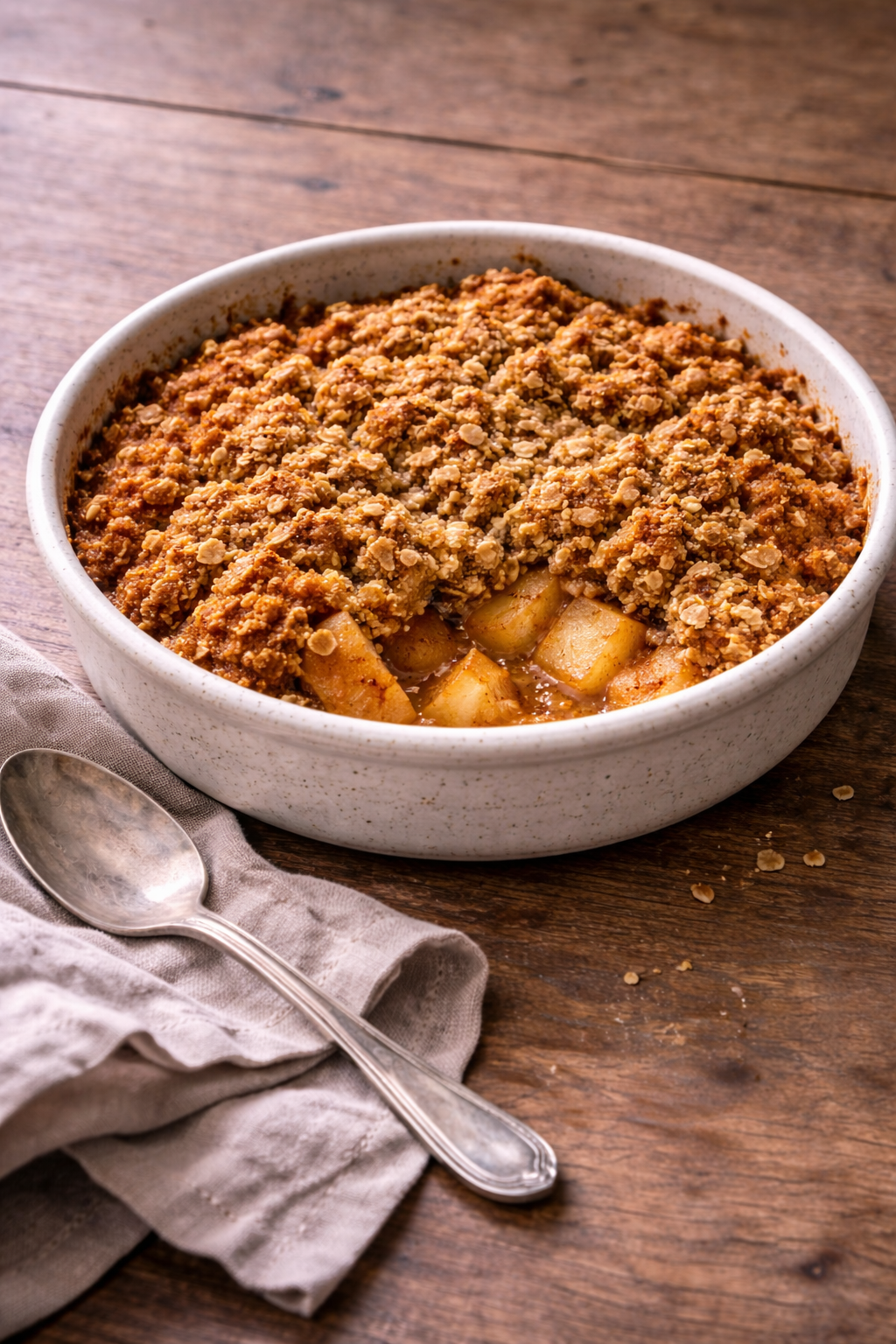 Quick air fryer apple crumble served warm for an easy sweet dessert