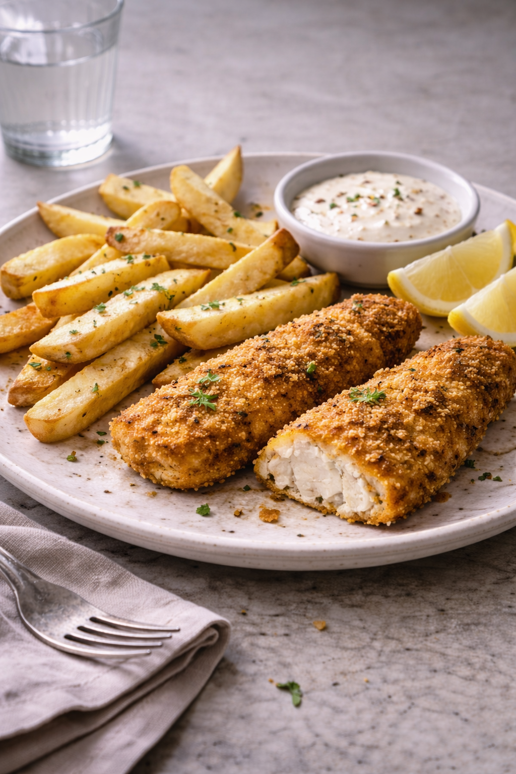 Quick air fryer fish and chips served hot for an easy crispy dinner