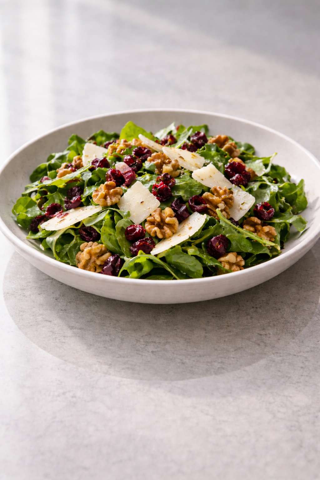Quick salad with nuts and cranberries made for a fast, balanced meal without cooking