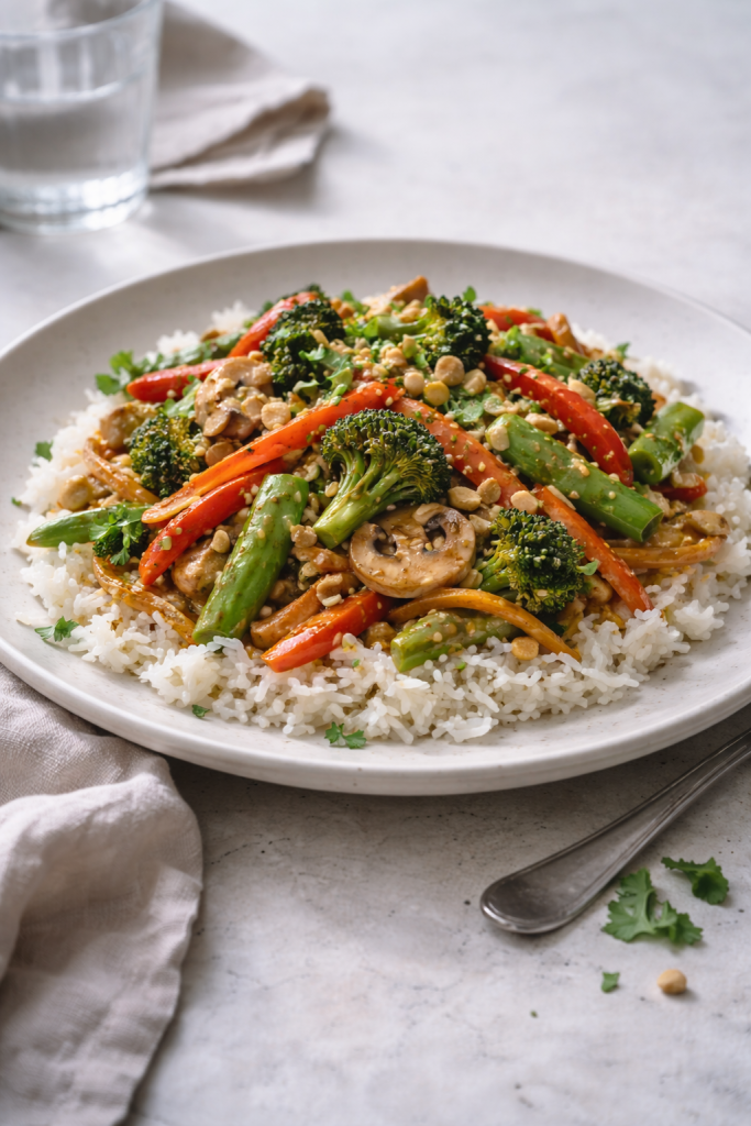 quick Thai vegetable stir-fry for a healthy flavorful weeknight dinner