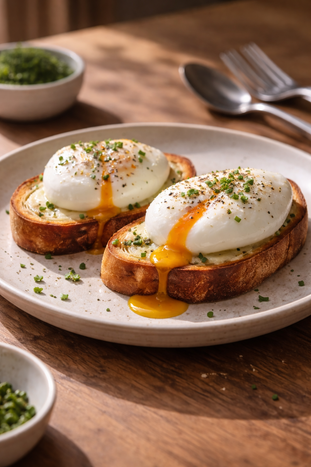 Soft eggs with runny yolks made easily for a Benedict-style meal without complicated steps