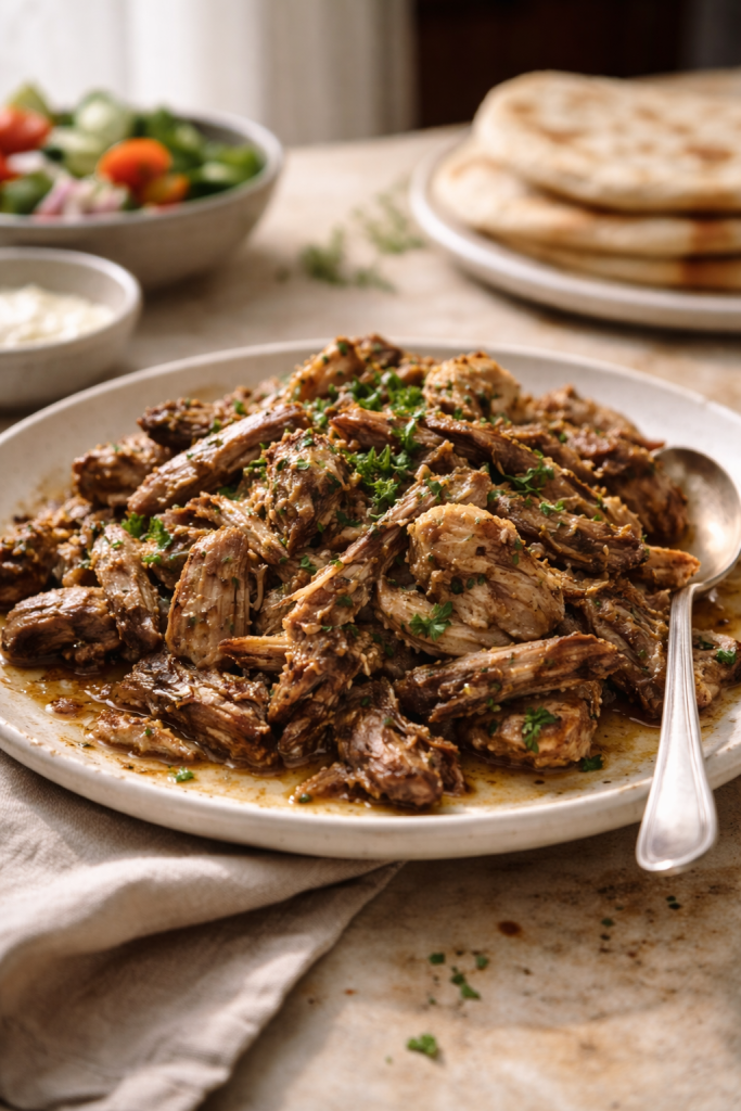 slow-cooked lamb shawarma with melt-in-your-mouth tender meat