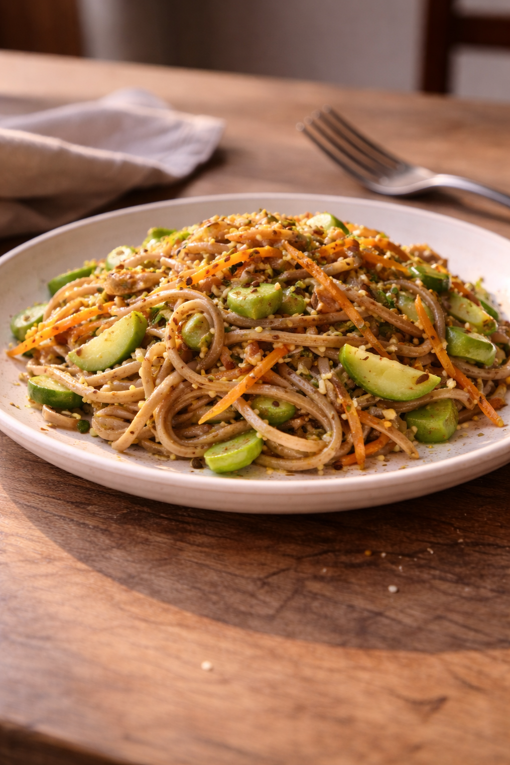 Easy soba noodle salad made with minimal effort for a quick, flavorful meal
