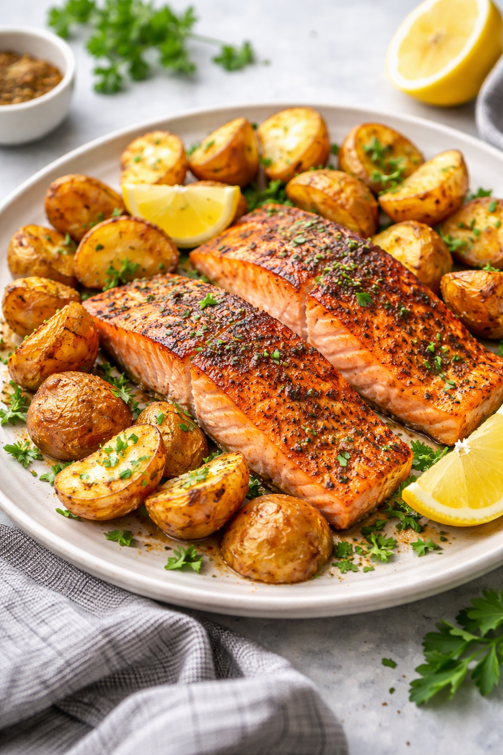 air fryer salmon with crispy potatoes quick weeknight dinner