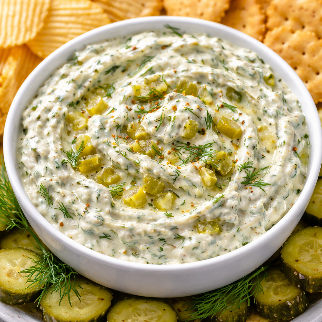 viral pickle dip recipe with dill pickles creamy texture grillo’s style pickle dip with crackers